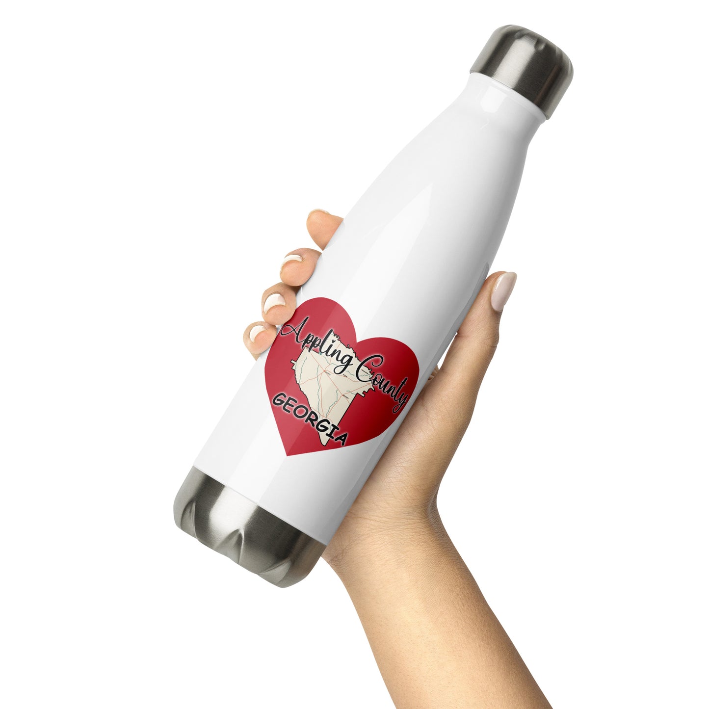 Appling County Georgia on Large Heart Stainless Steel Water Bottle 17 oz (500 ml)