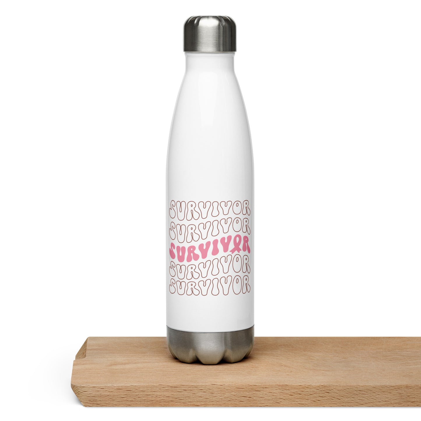 Survivor Breast Cancer Awareness Stainless Steel Water Bottle 17 oz (500 ml)