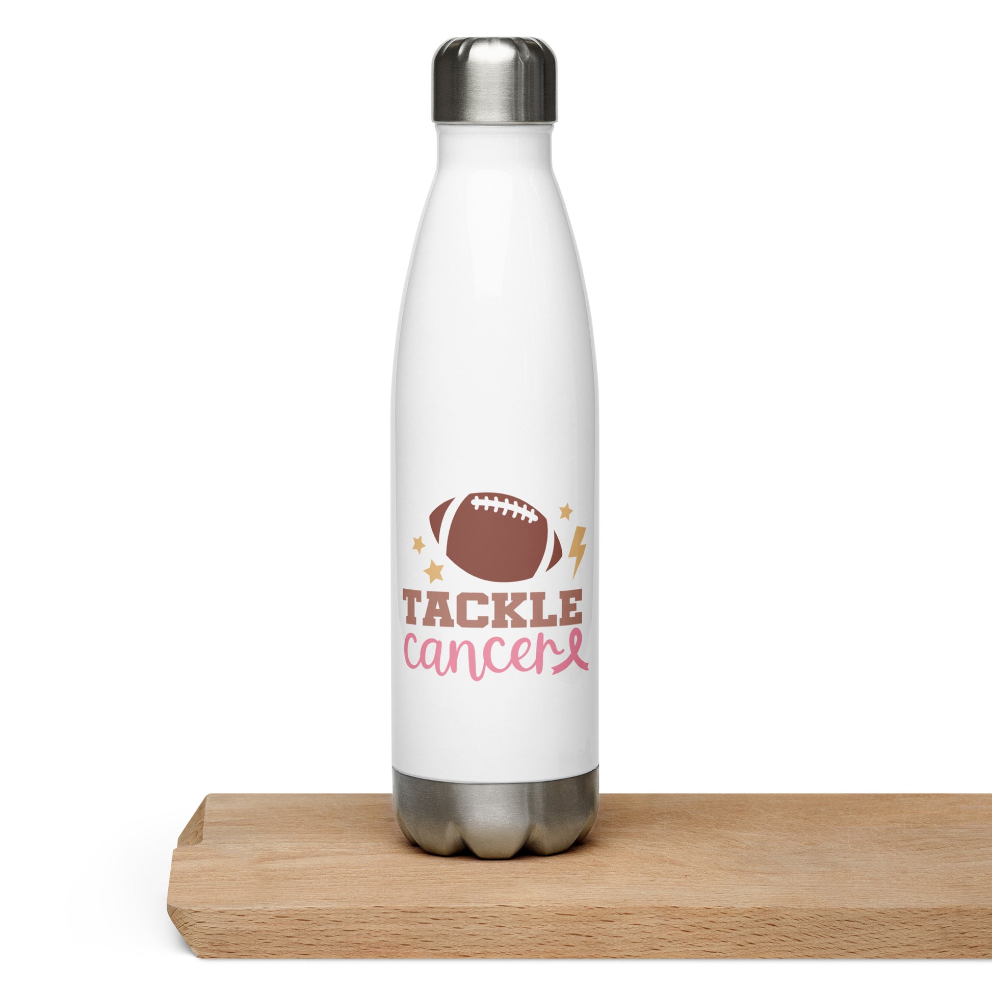Tackle Cancer Breast Cancer Awareness Stainless Steel Water Bottle 17 oz (500 ml)