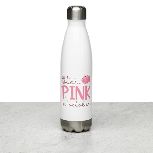 We Wear Pink in October Breast Cancer Awareness Stainless Steel Water Bottle 17 oz (500 ml)