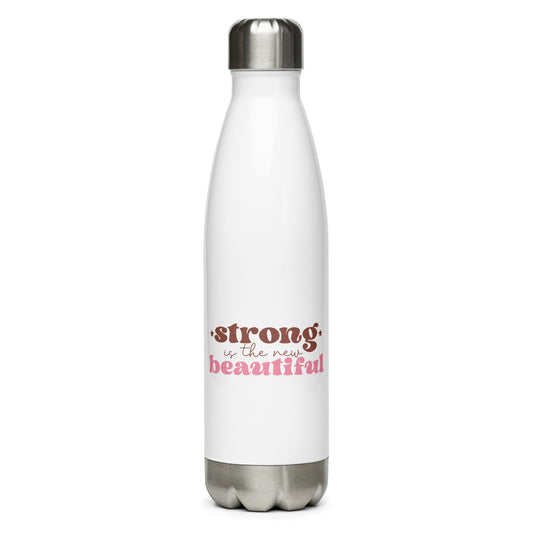 Strong is the New Beautiful Breast Cancer Awareness Stainless Steel Water Bottle 17 oz (500 ml)