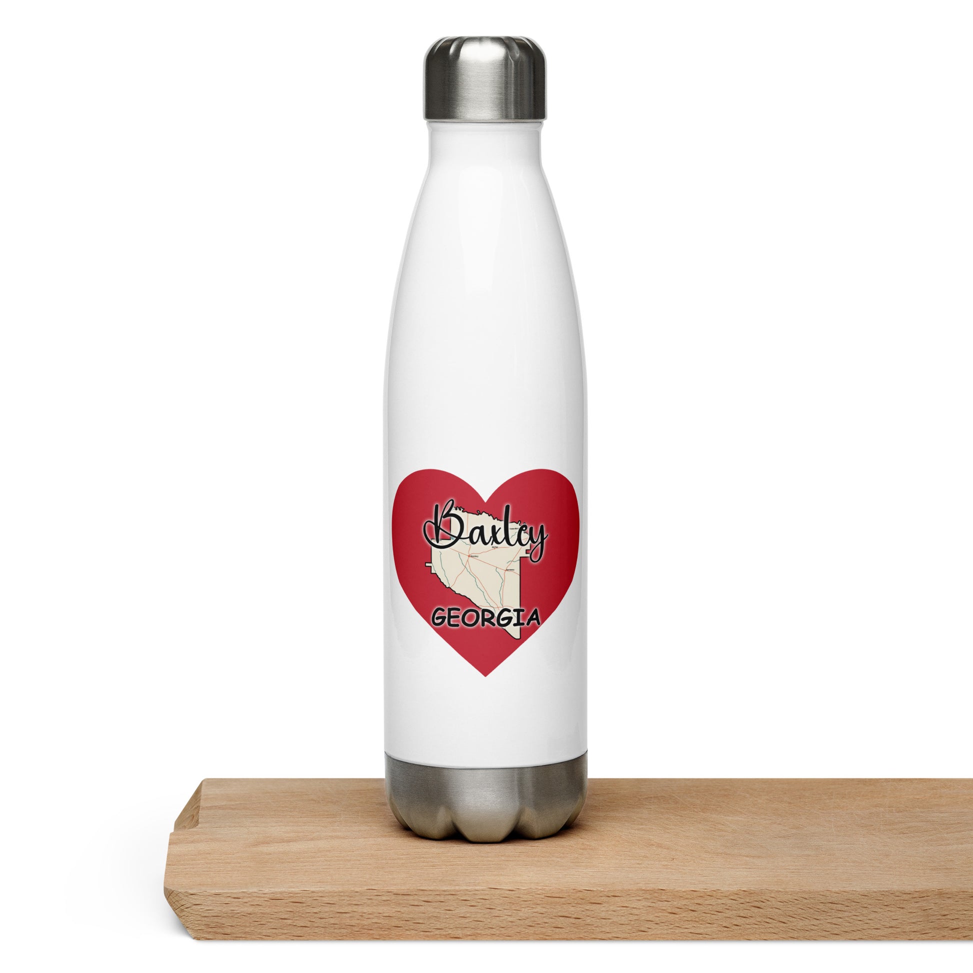 Baxley Georgia County on Large Heart Stainless Steel Water Bottle 17 oz (500 ml)