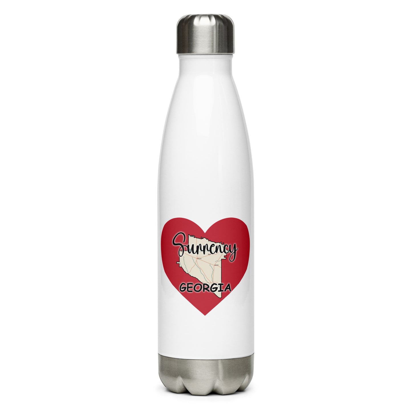Surrency Georgia County on Large Heart Stainless Steel Water Bottle 17 oz (500 ml)