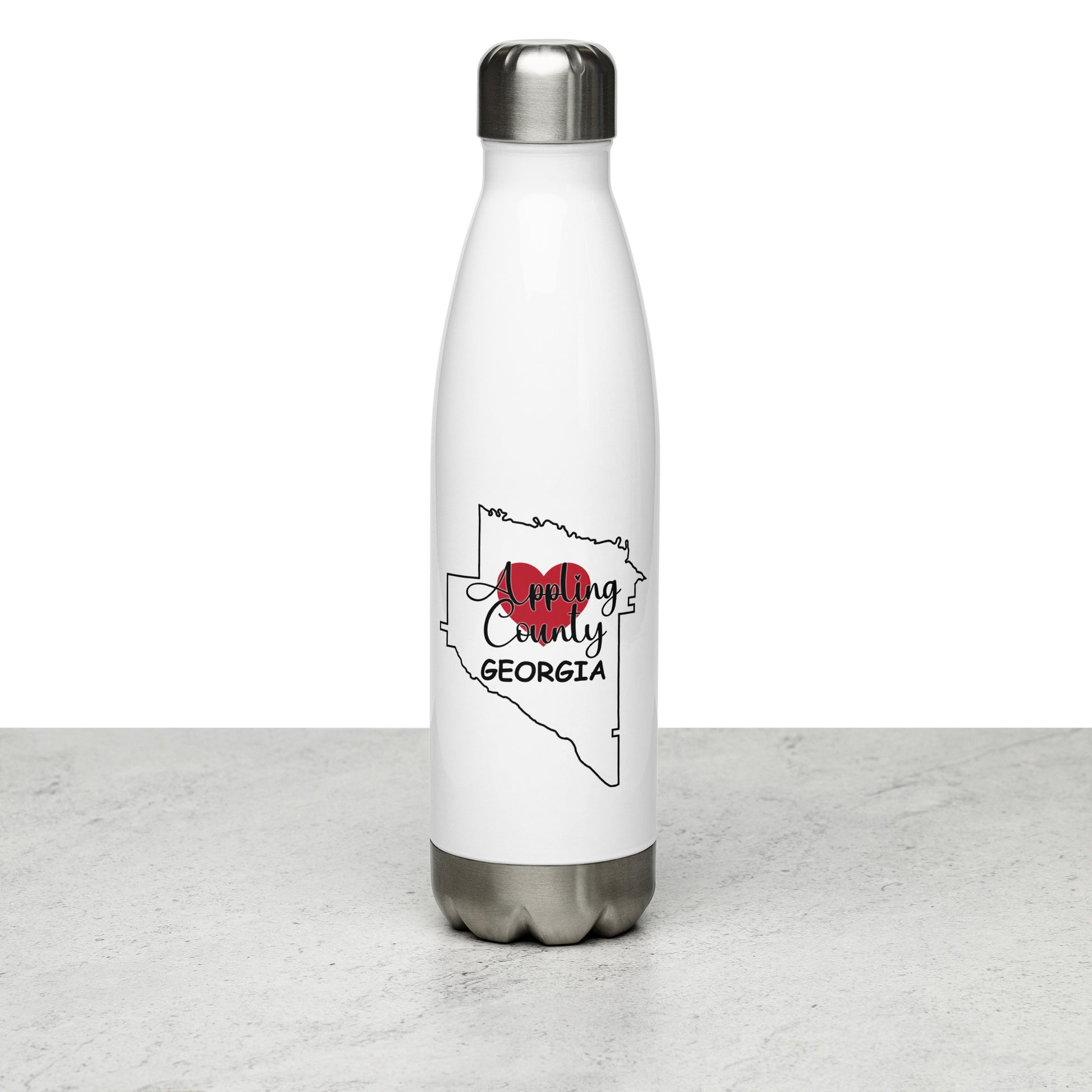 Appling County Georgia Heart in County Outline Stainless Steel Water Bottle 17 oz (500 ml)