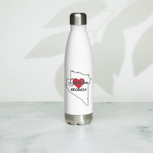 Graham Georgia Heart in County Outline Stainless Steel Water Bottle 17 oz (500 ml)