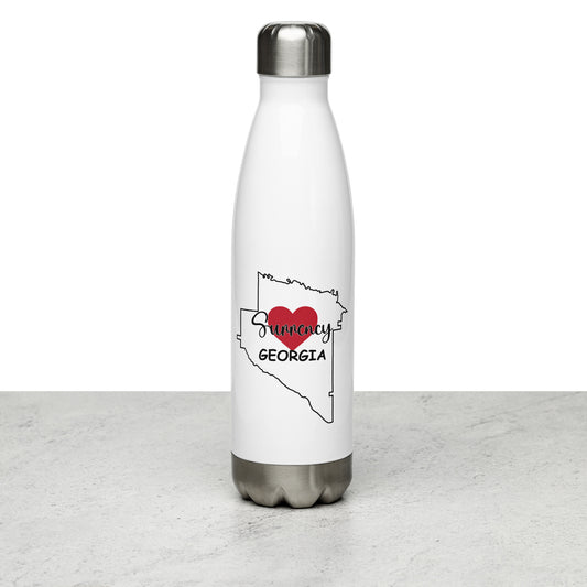 Surrency Georgia Heart in County Outline Stainless Steel Water Bottle 17 oz (500 ml)