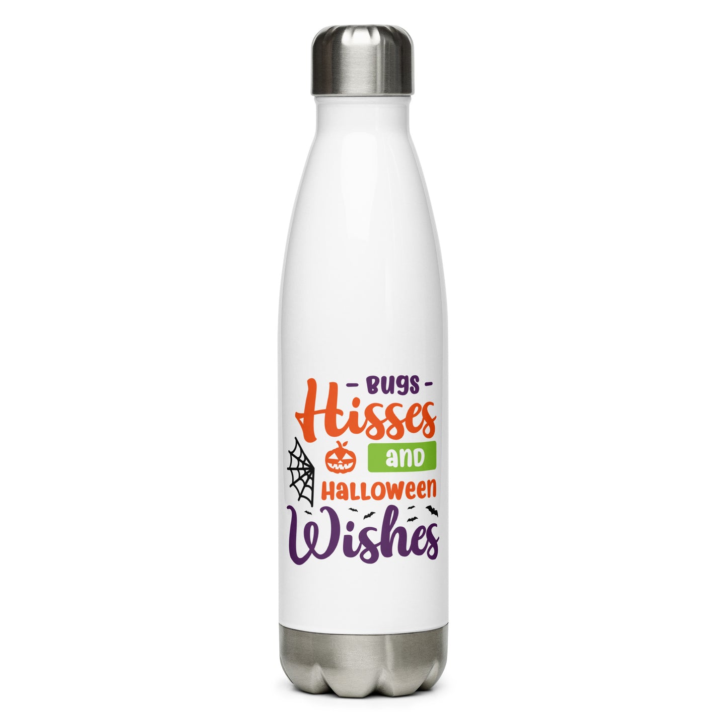 Bugs Hisses and Halloween Kisses Stainless Steel Water Bottle