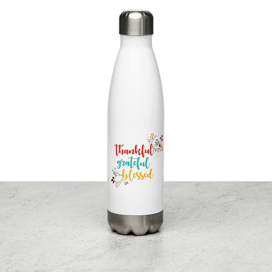 Thankful Grateful Blessed Stainless Steel Water Bottle