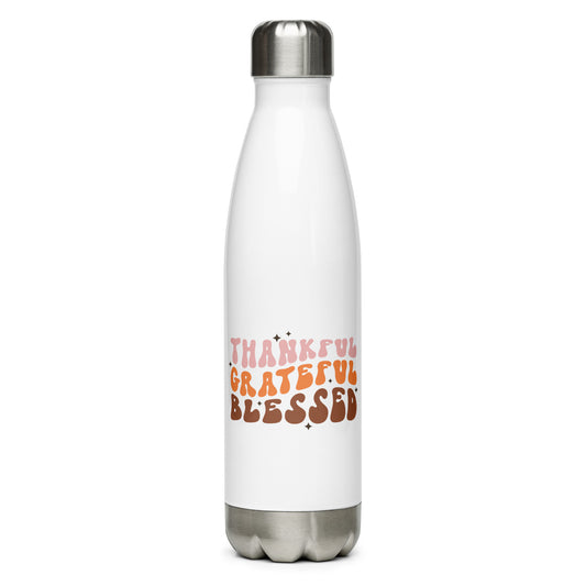 Thankful Grateful Blessed Stainless Steel Water Bottle