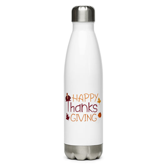 Happy Thanksgiving Stainless Steel Water Bottle