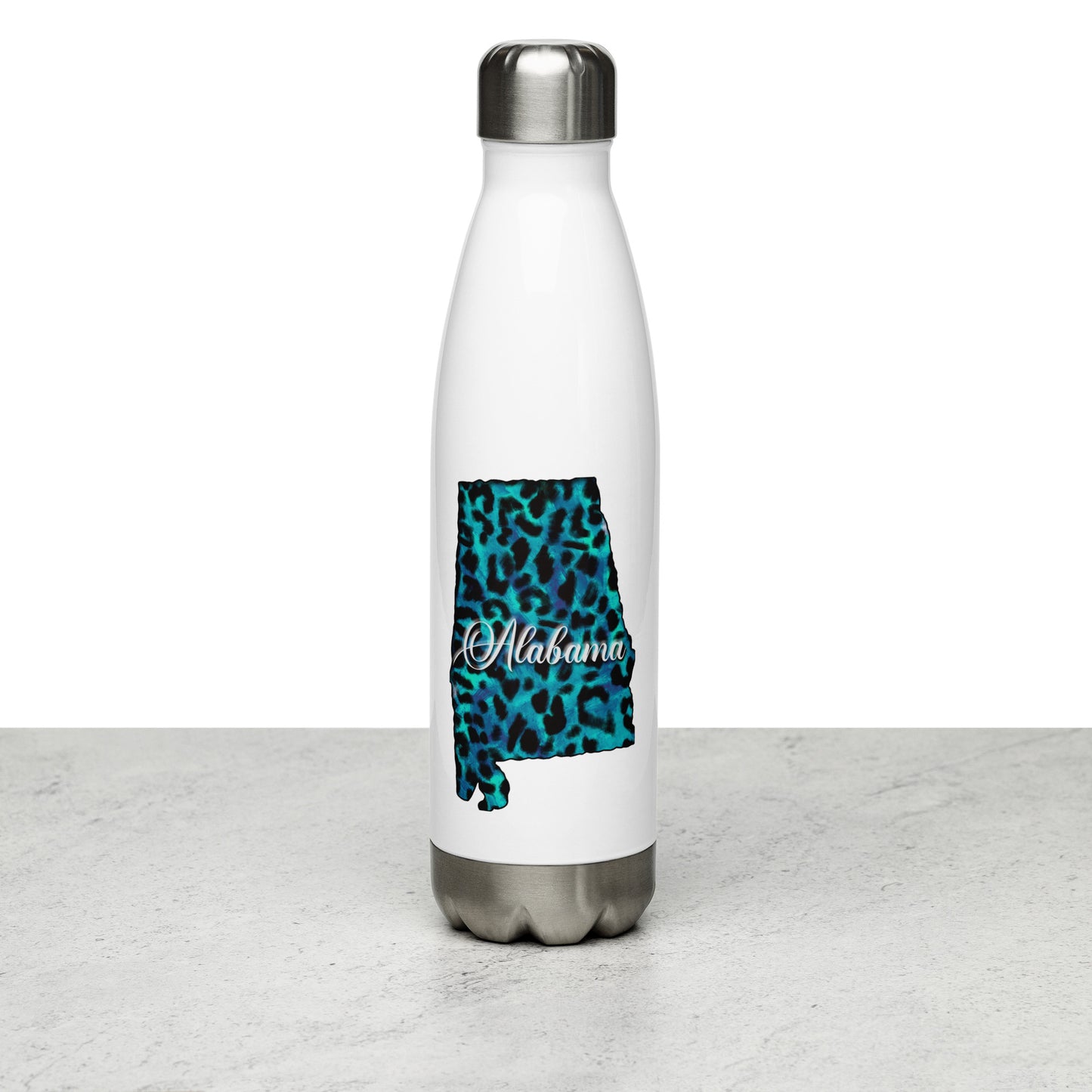 Alabama Blue Leopard Stainless Steel Water Bottle