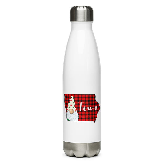 Iowa Plaid Gnome Stainless Steel Water Bottle