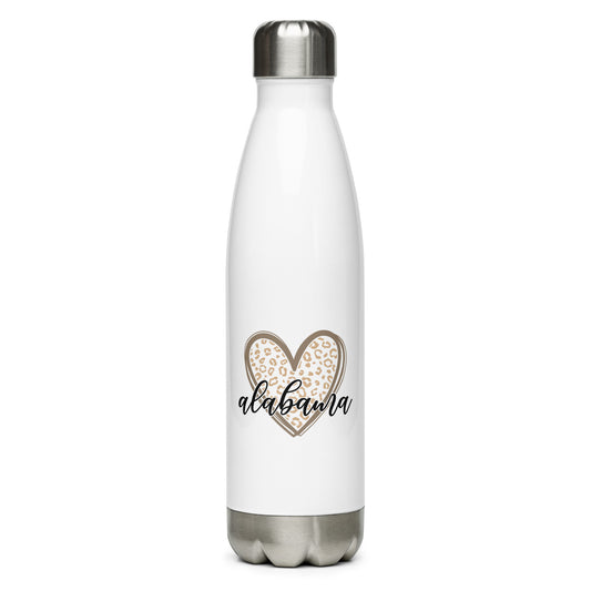 Alabama Leopard Heart Stainless Steel Water Bottle