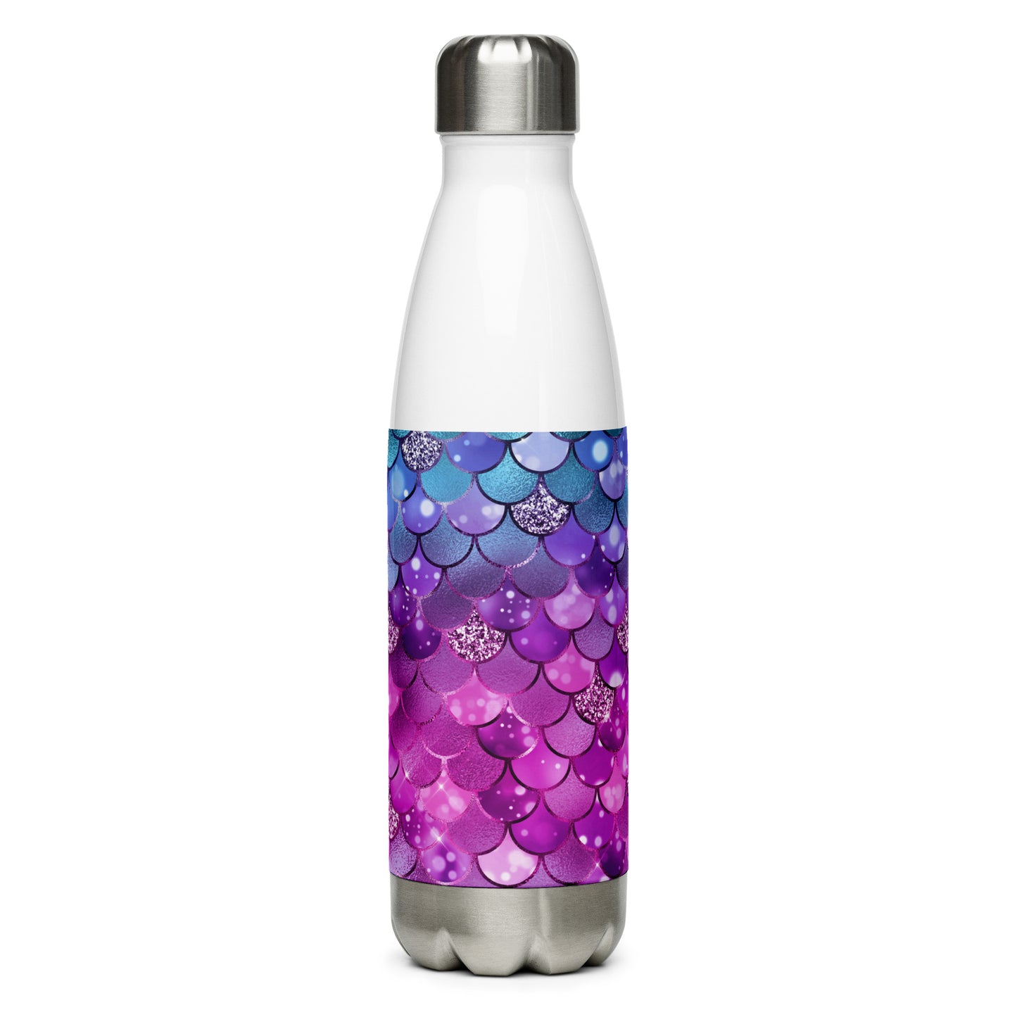 Mermaid Purple Blue Scales Stainless Steel Water Bottle