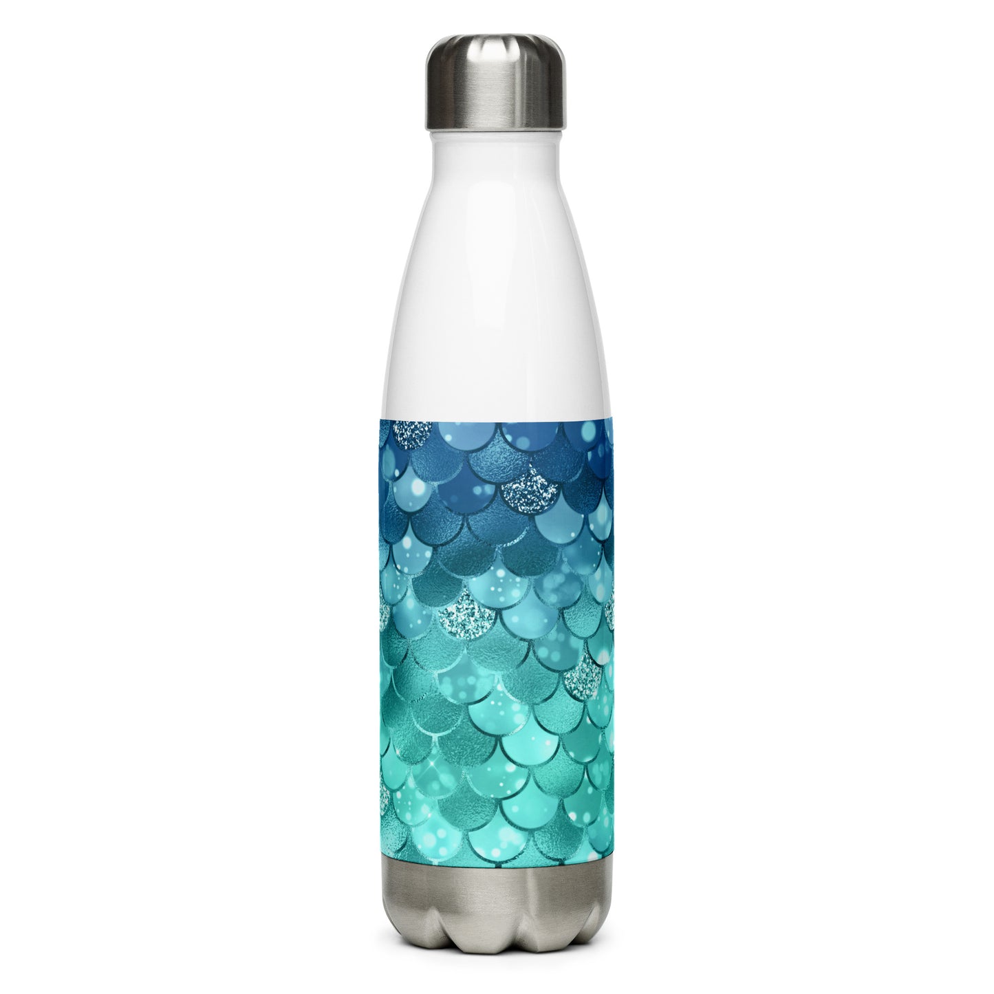 Mermaid Blue Green Scales Stainless Steel Water Bottle