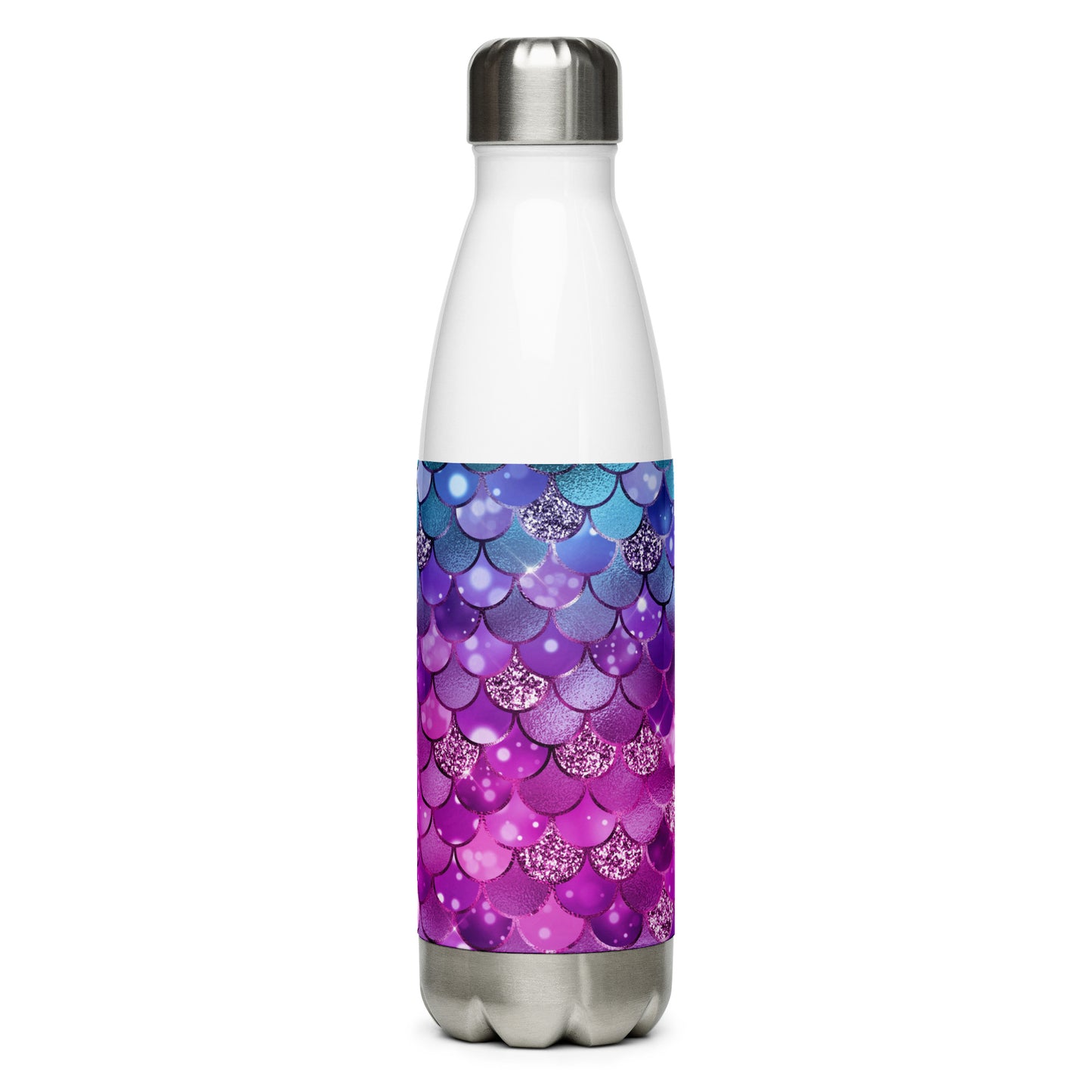 Mermaid Purple Blue Scales Stainless Steel Water Bottle