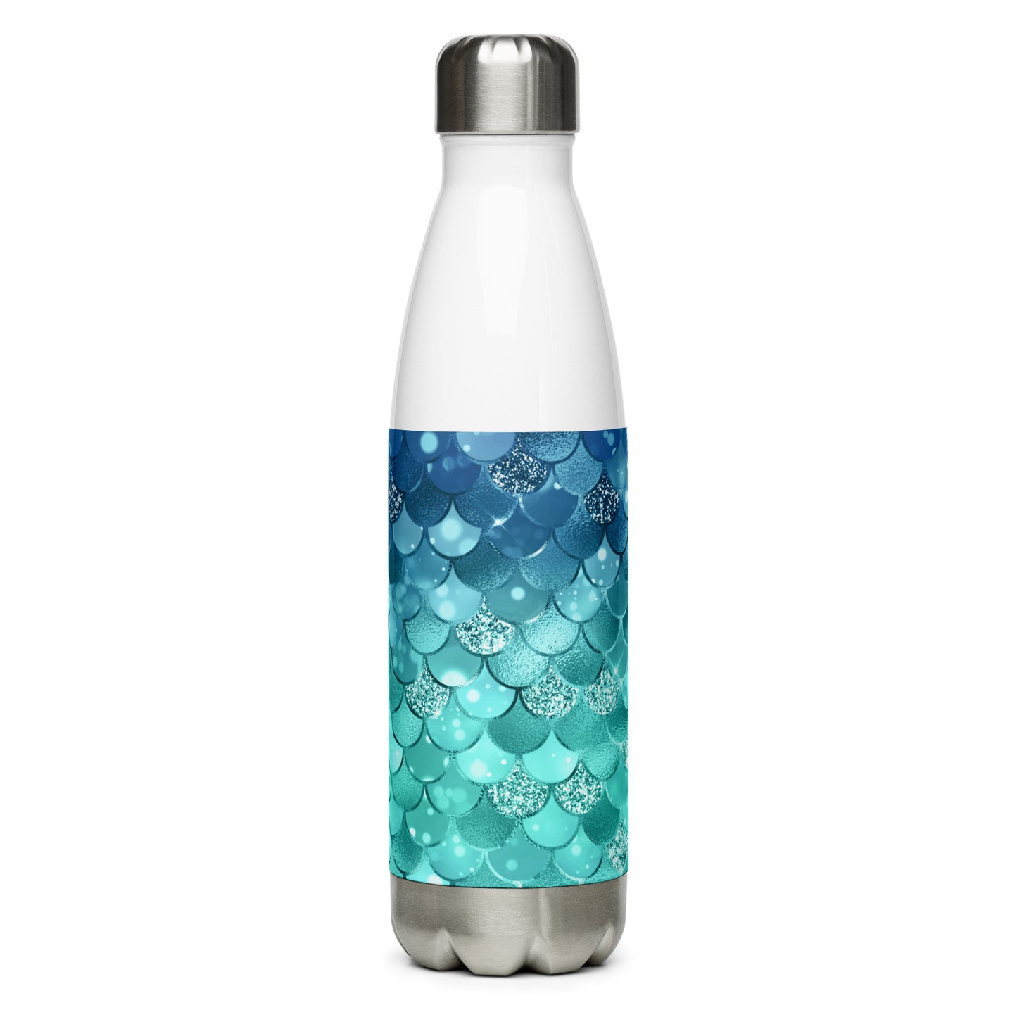 Mermaid Blue Green Scales Stainless Steel Water Bottle