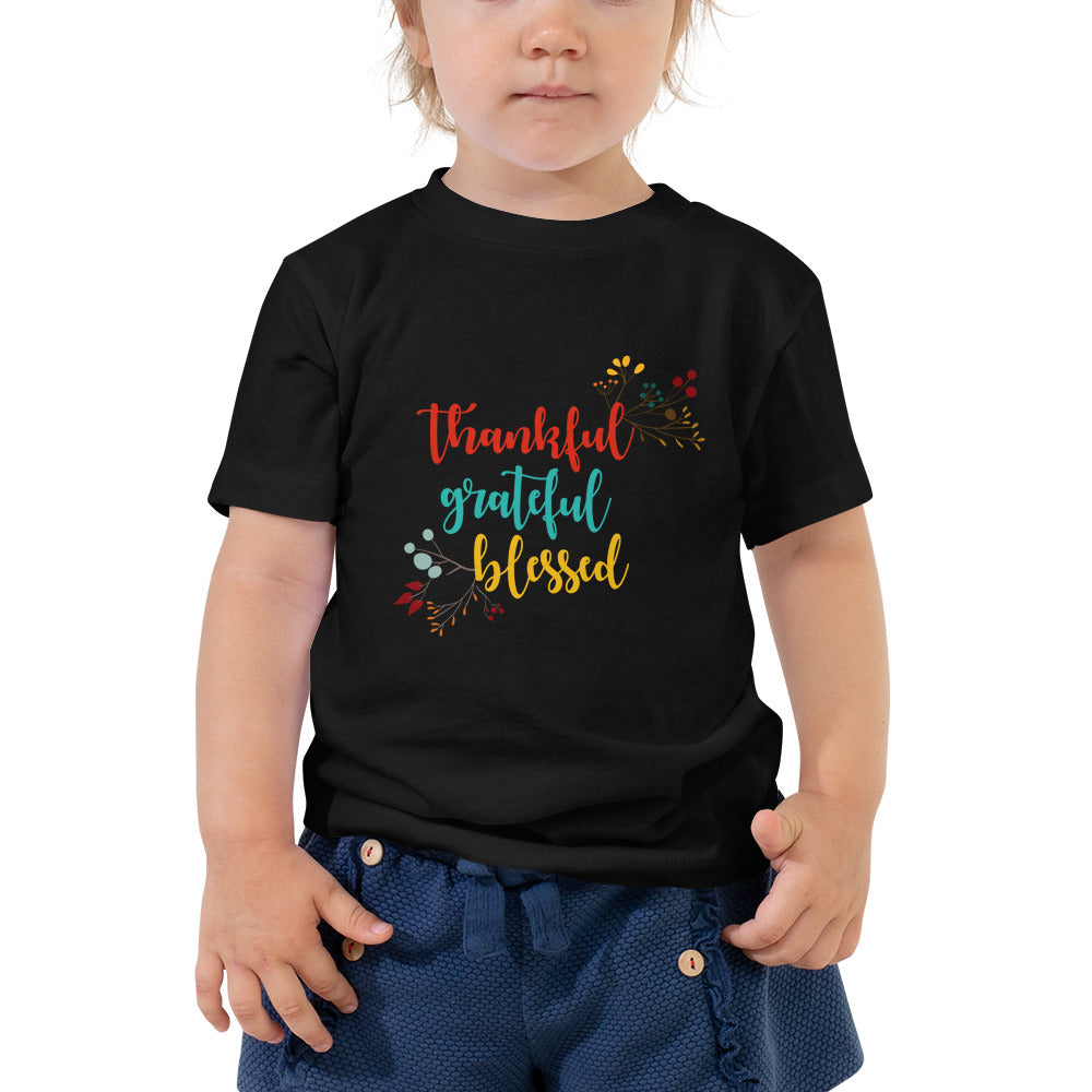Thankful Grateful Blessed Toddler Short Sleeve Tee