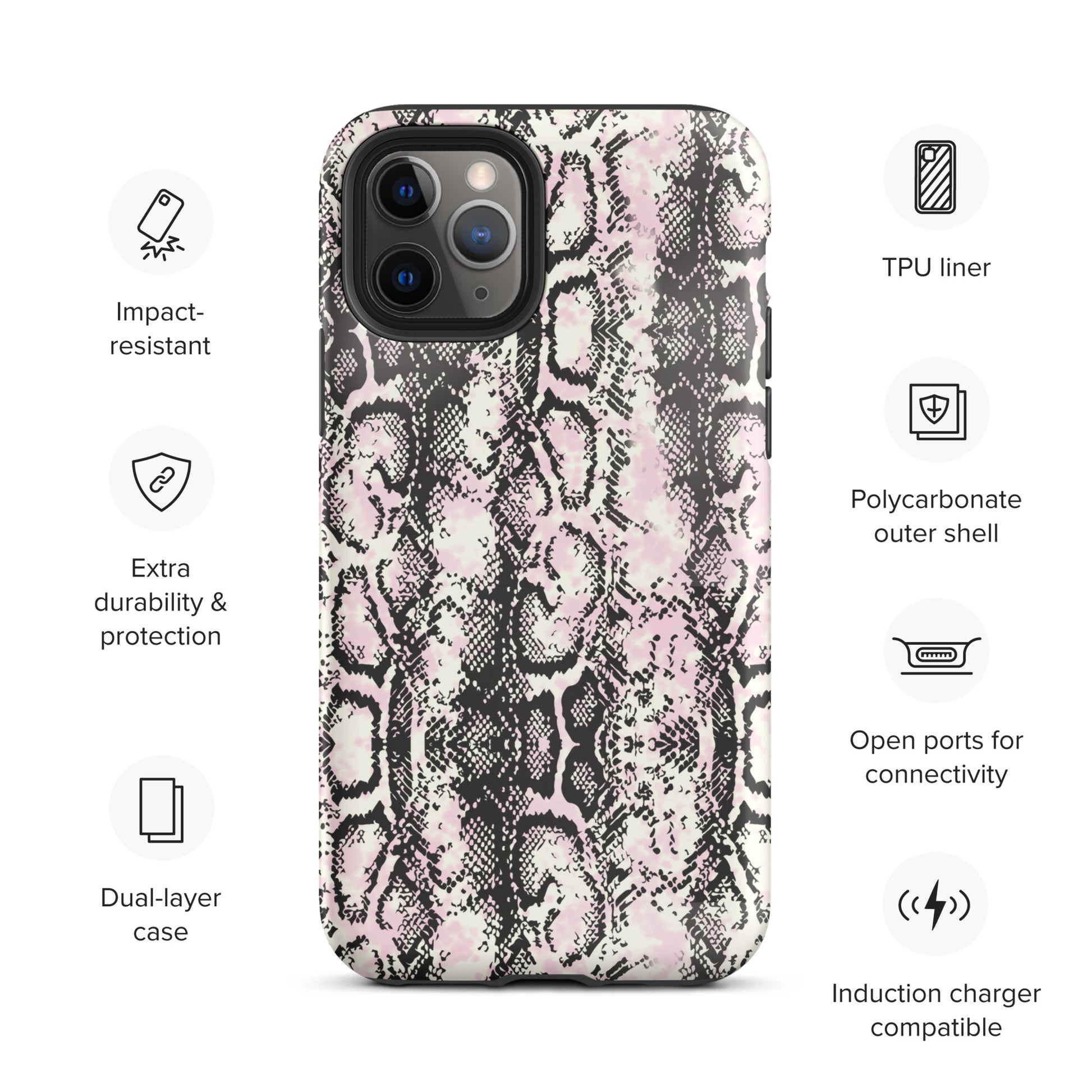 Pink Snakeskin Design Tough iPhone case