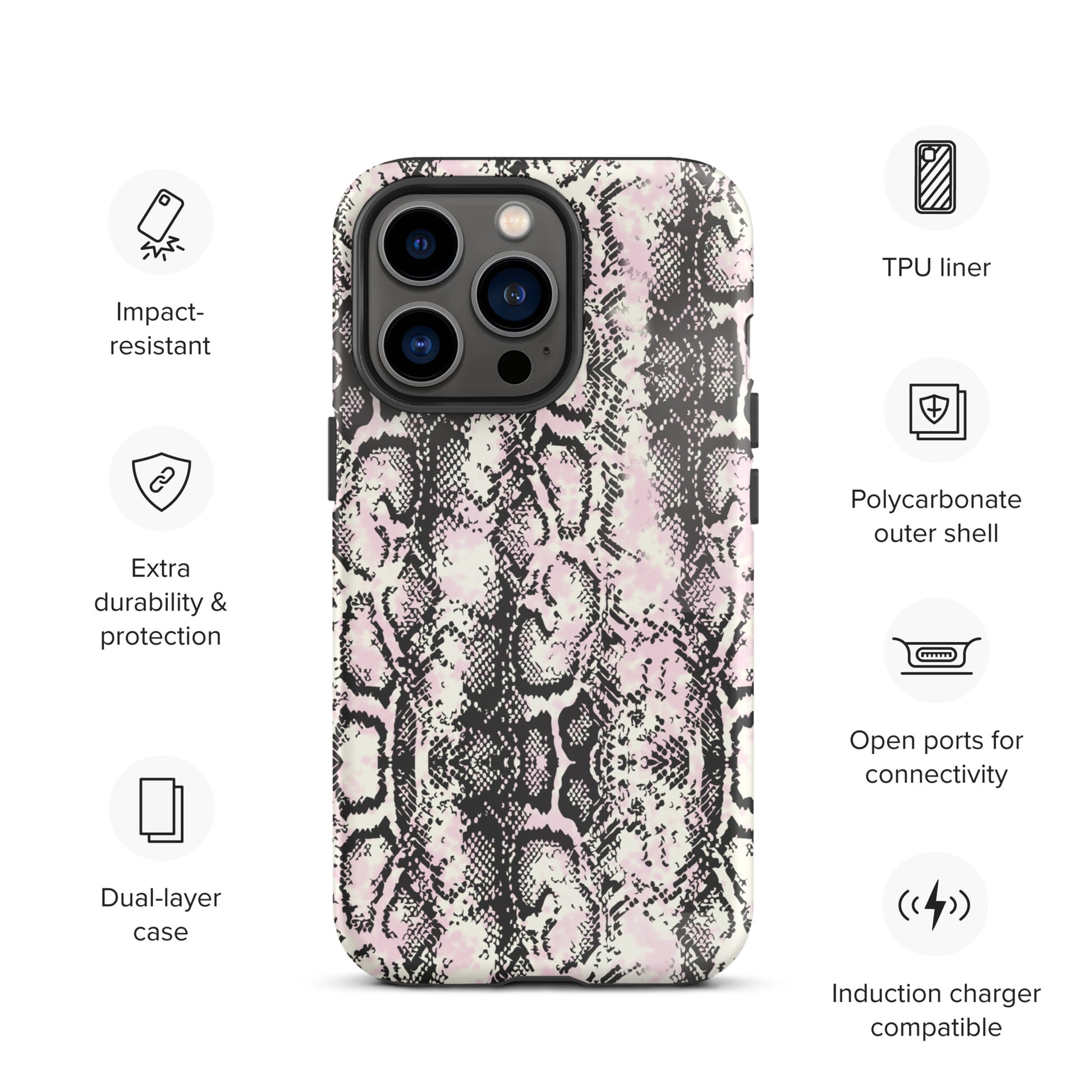 Pink Snakeskin Design Tough iPhone case