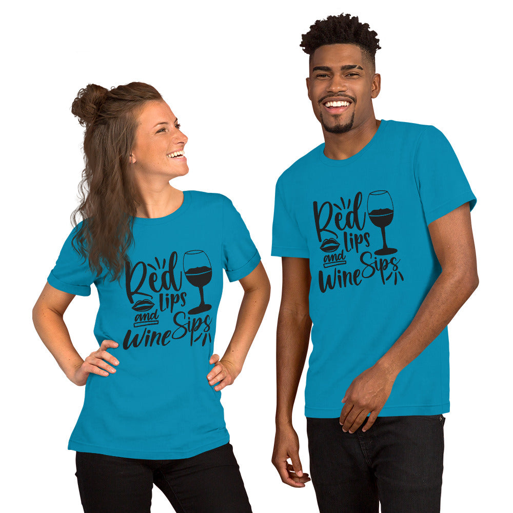 Red Lips and Wine Sips Unisex t-shirt