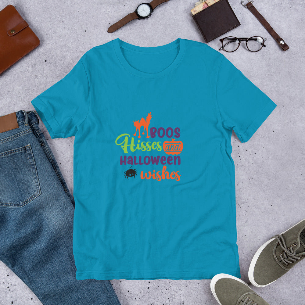 Boos Hisses and Halloween Wishes Unisex Tshirt