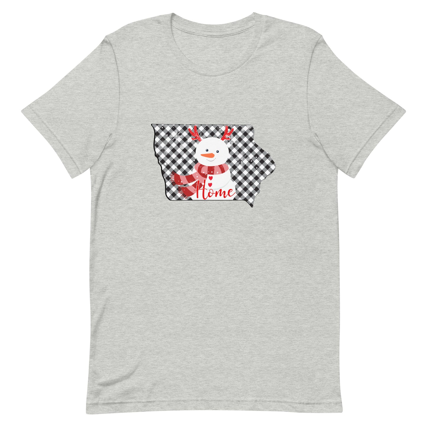 Iowa Gingham Snowman Unisex t-shirt