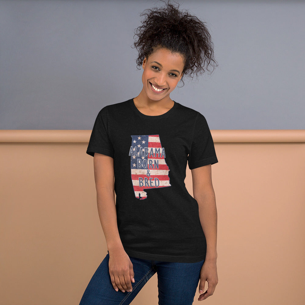 Alabama Born & Bred US Flag Unisex T-shirt