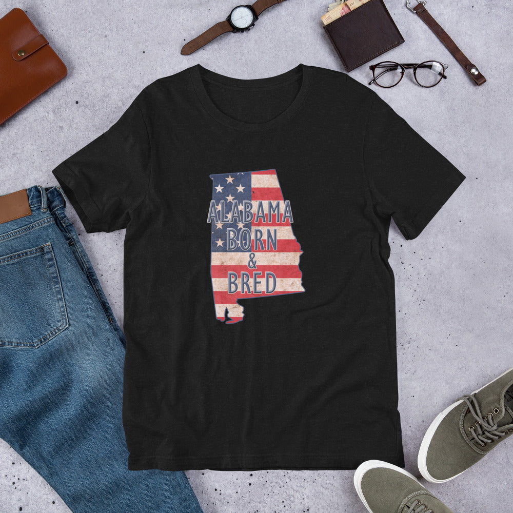 Alabama Born & Bred US Flag Unisex T-shirt