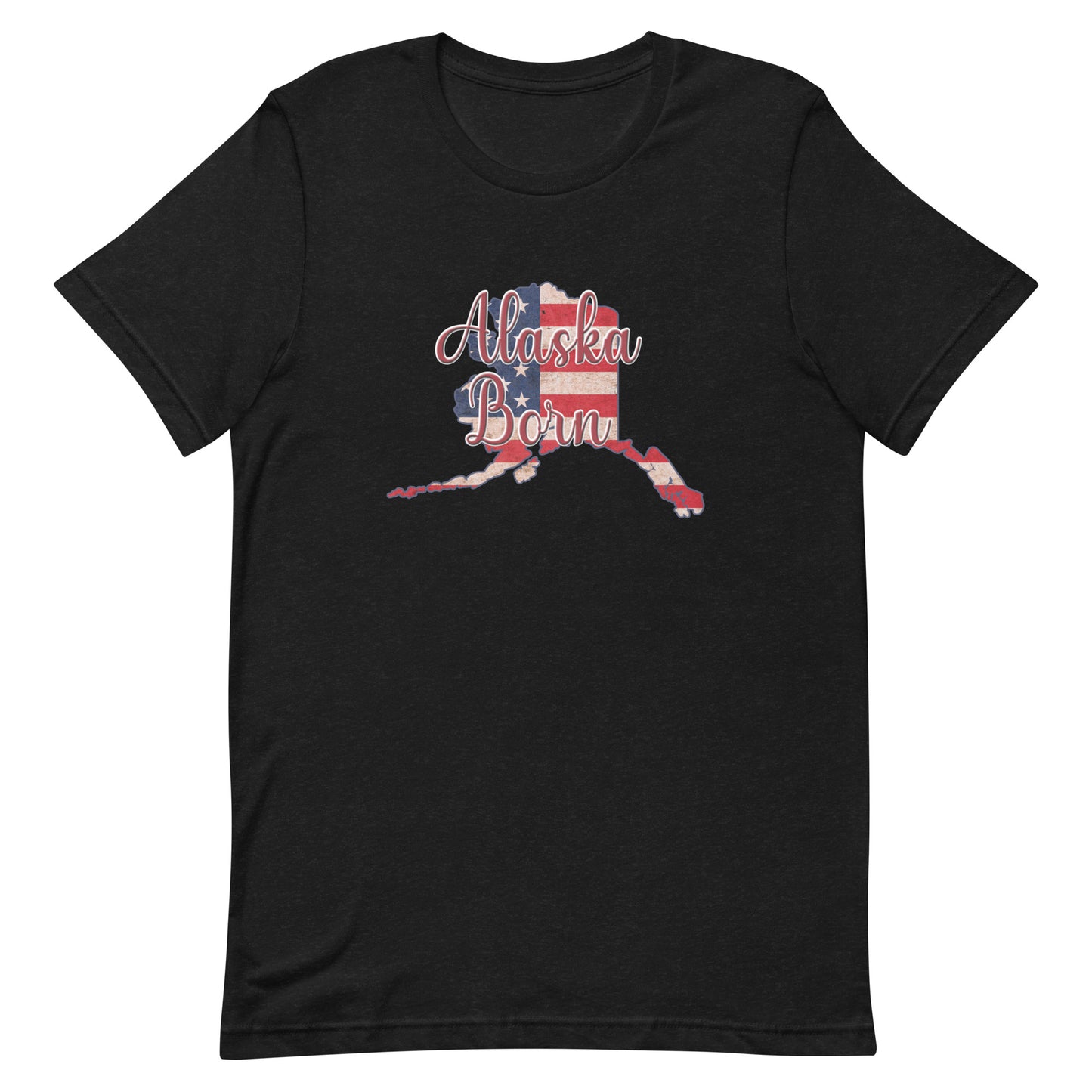 Alaska Born on US Flag Unisex T-shirt