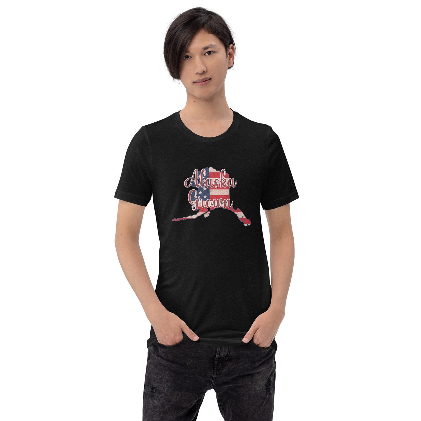 Alaska Grown on US Flag Unisex T-shirt