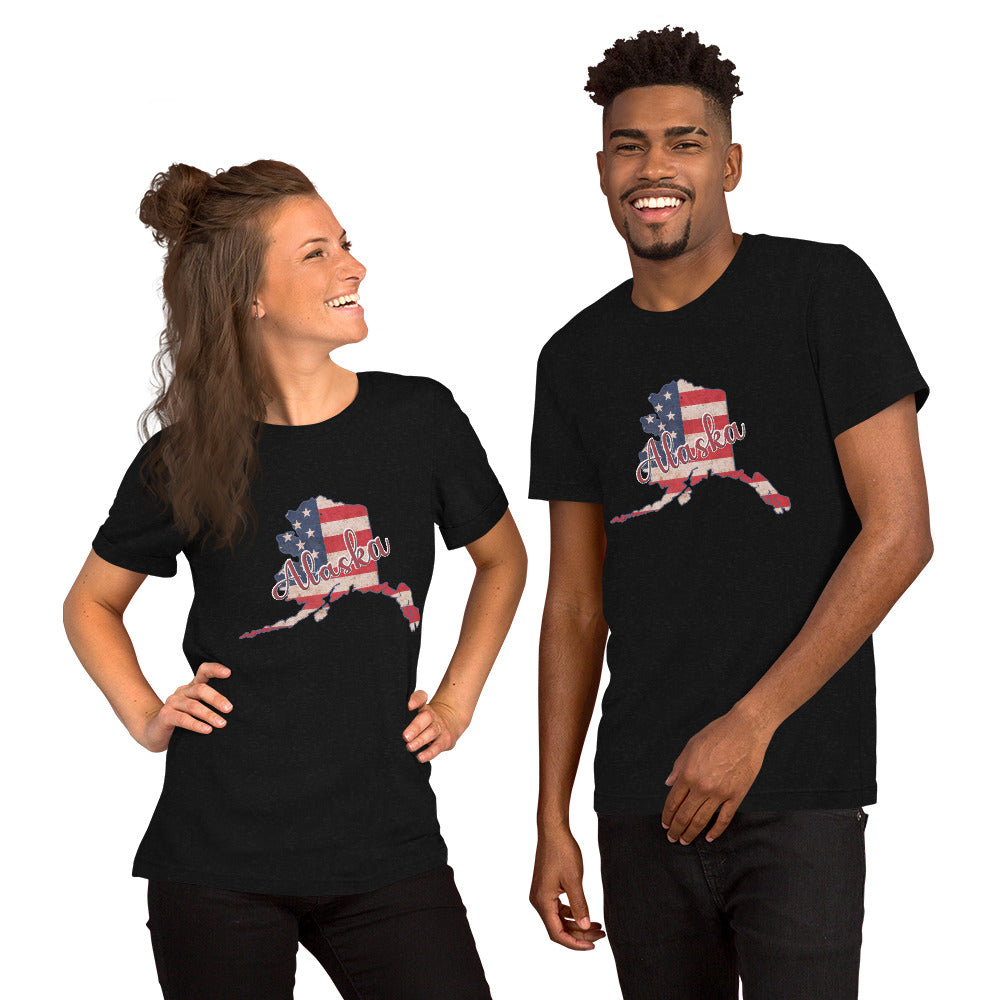 Alaska on US Flag Unisex T-shirt