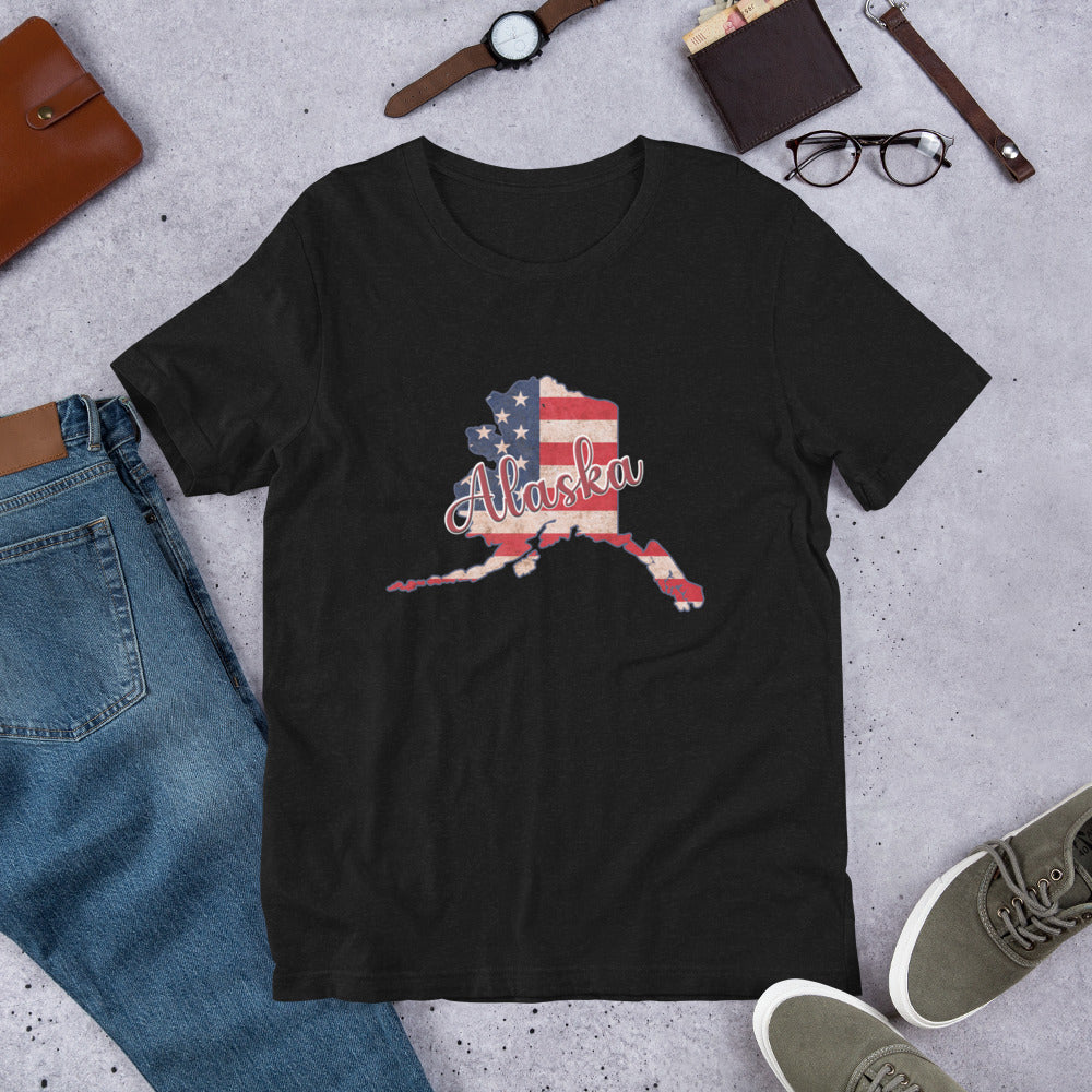 Alaska on US Flag Unisex T-shirt