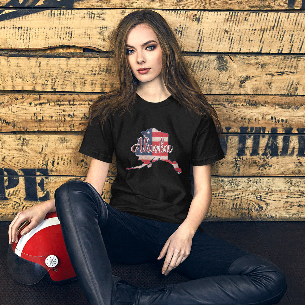 Alaska on US Flag Unisex T-shirt