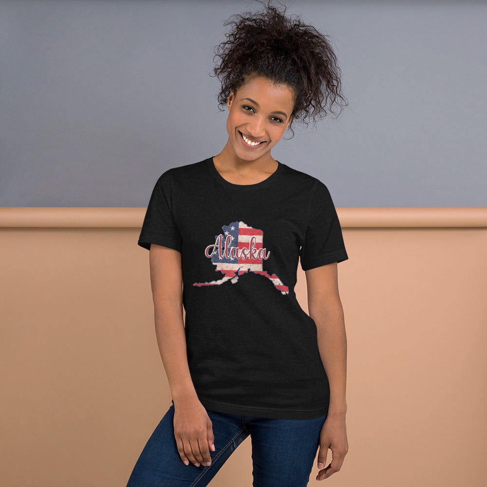 Alaska on US Flag Unisex T-shirt