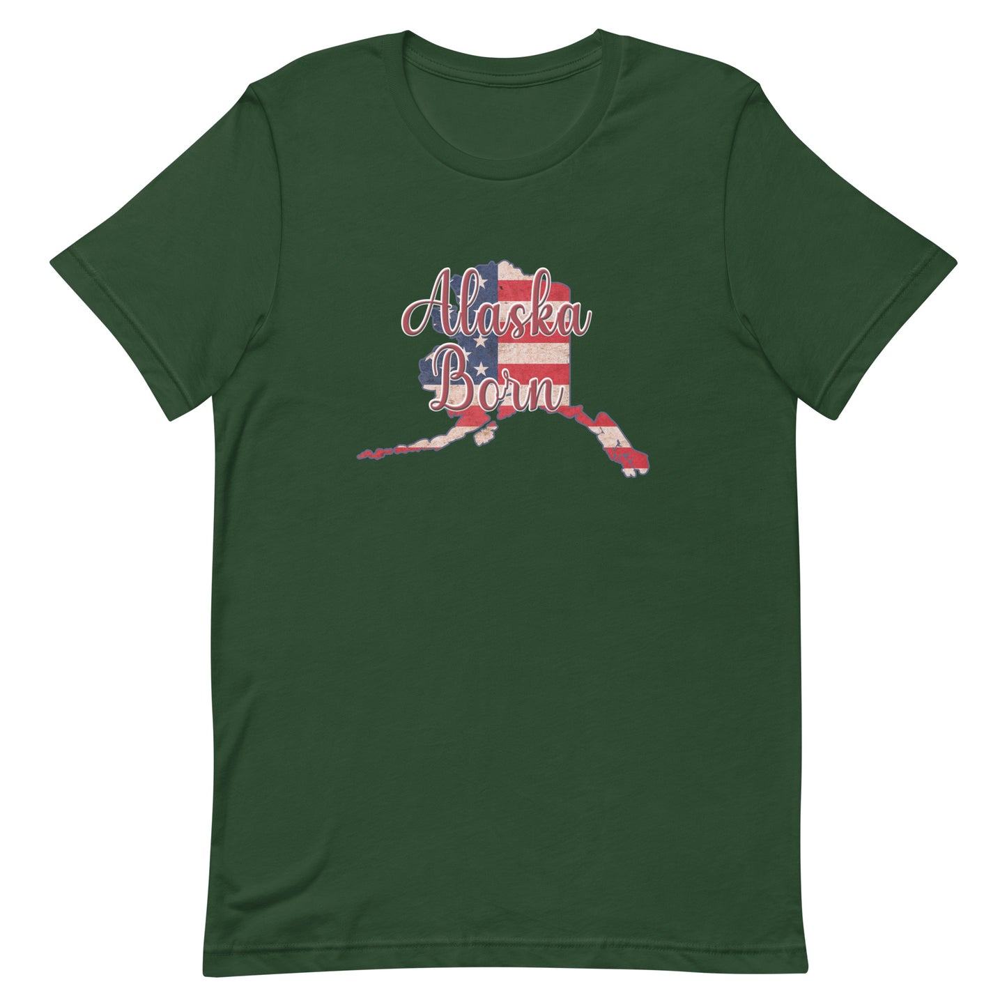 Alaska Born on US Flag Unisex T-shirt