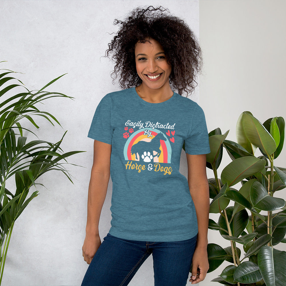Easily Distracted by Horse & Dogs Unisex T-shirt