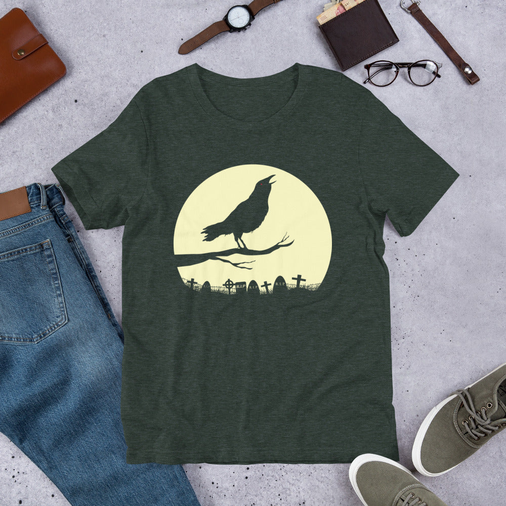 Raven Silhouette on Moon Unisex t-shirt