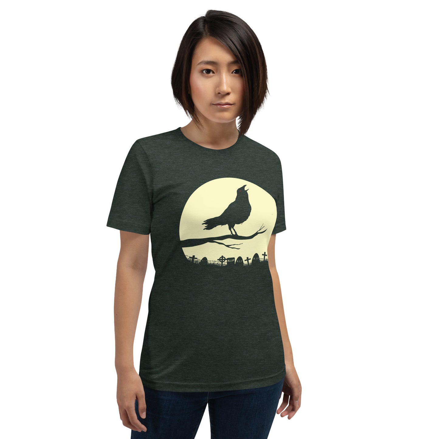 Raven Silhouette on Moon Unisex t-shirt