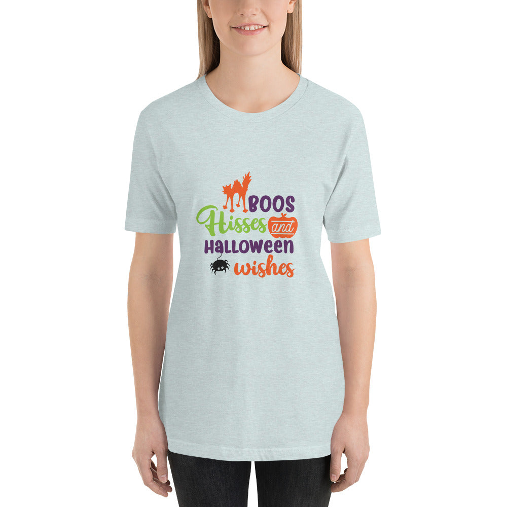Boos Hisses and Halloween Wishes Unisex Tshirt