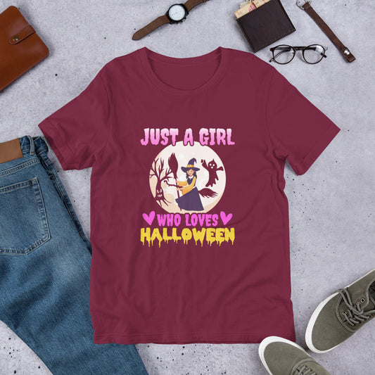 Just a Girl Who Loves Halloween Unisex t-shirt