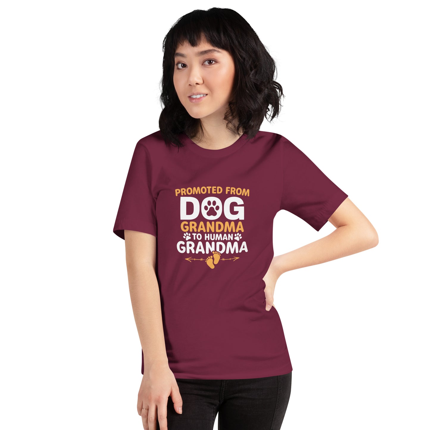 Promoted from Dog Grandma to Human Grandma Unisex t-shirt
