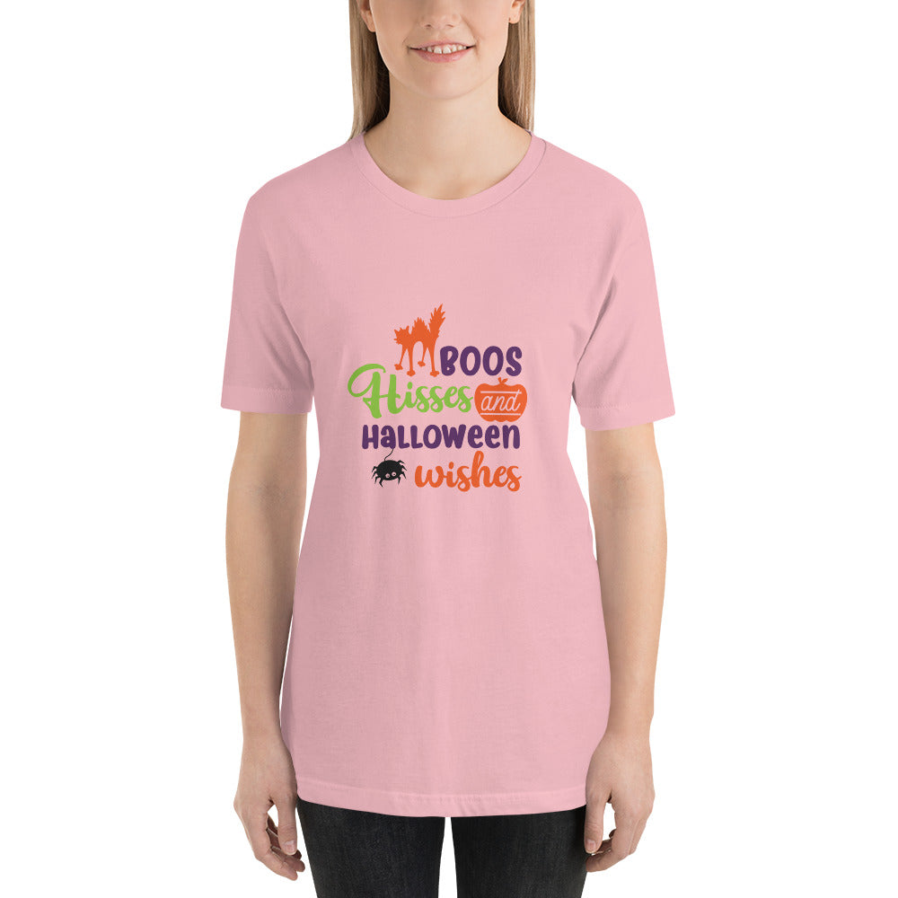 Boos Hisses and Halloween Wishes Unisex Tshirt