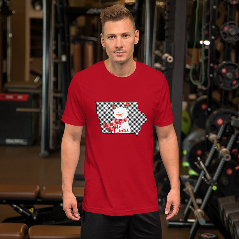 Iowa Gingham Snowman Unisex t-shirt