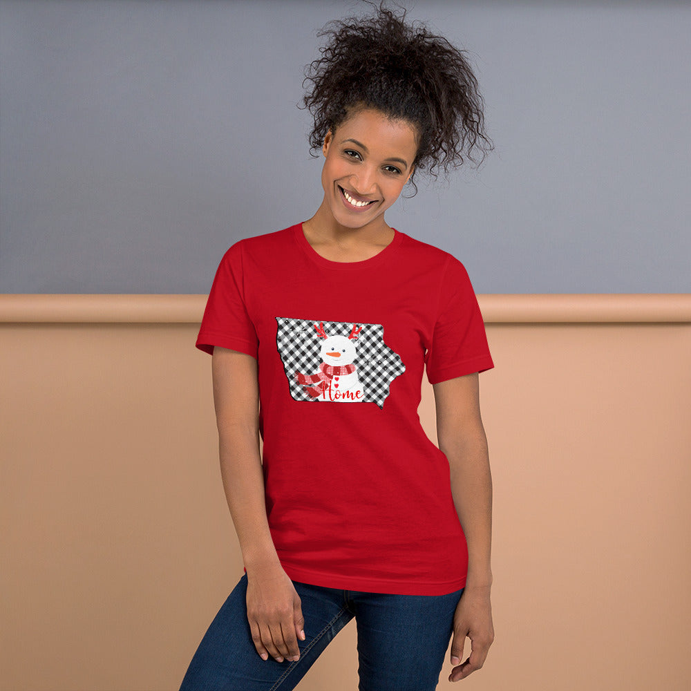 Iowa Gingham Snowman Unisex t-shirt