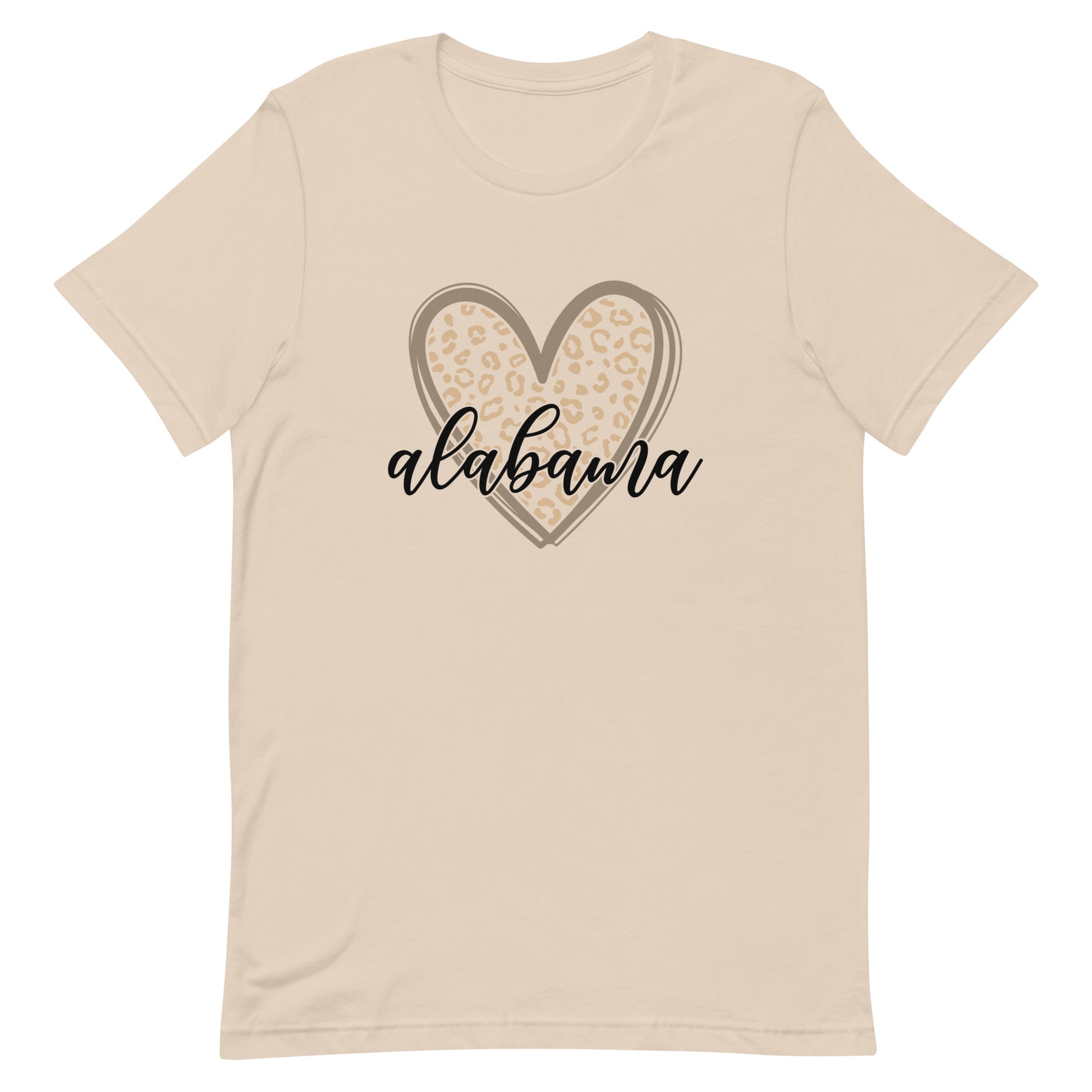 Alabama Gold Leopard Heart Black Script Unisex T-shirt
