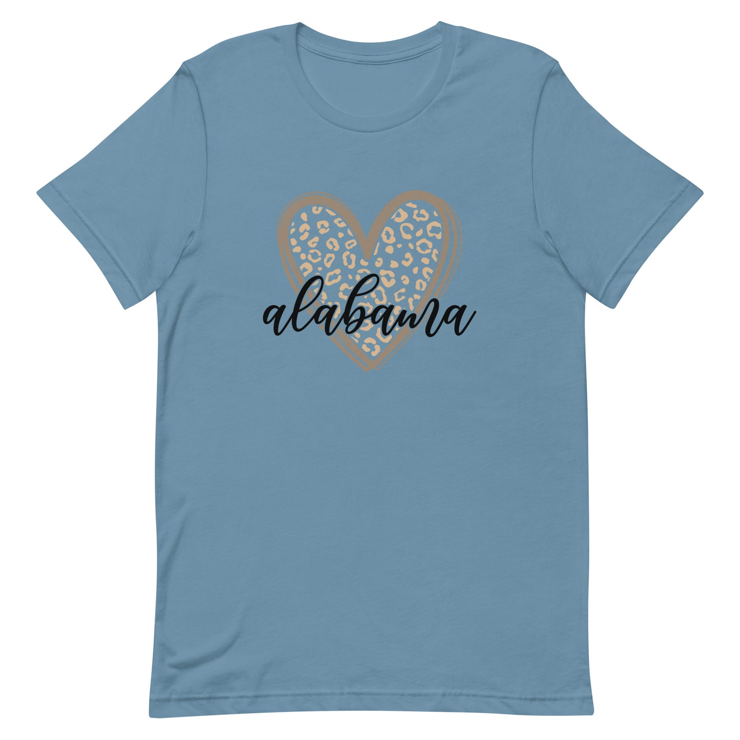 Alabama Gold Leopard Heart Black Script Unisex T-shirt