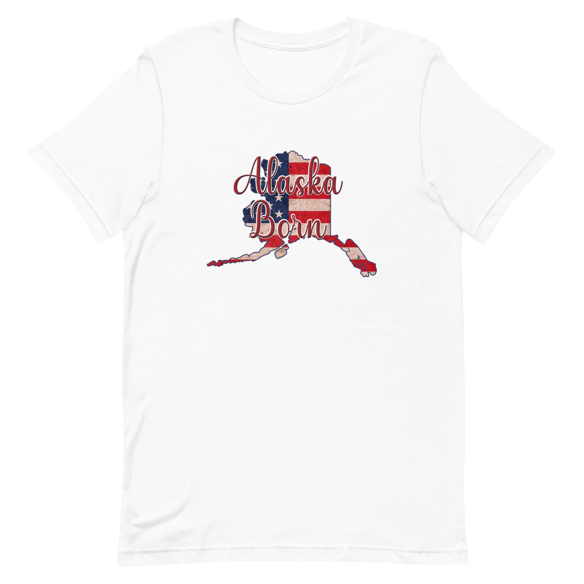 Alaska Born on US Flag Unisex T-shirt