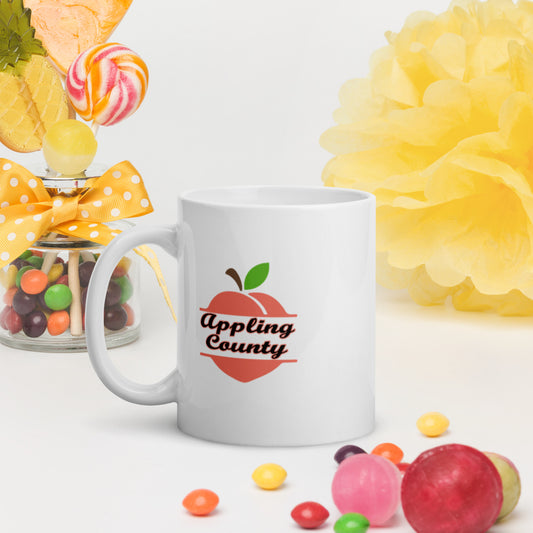 Appling County Georgia Peach with County Name White Glossy White Mug