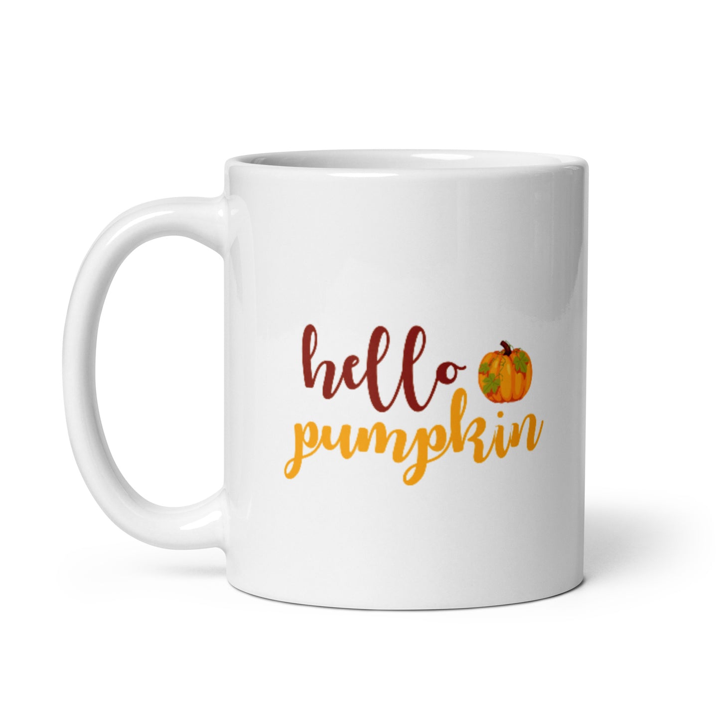 Hello Pumpkin White glossy mug